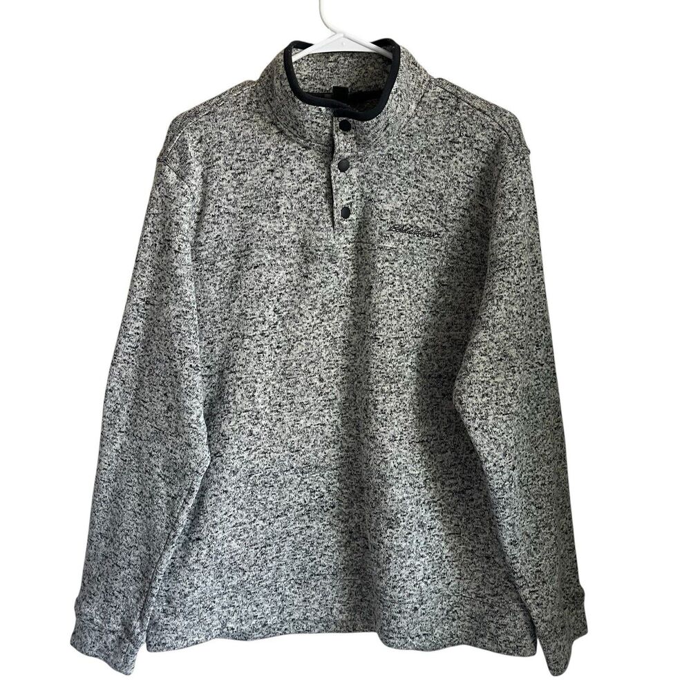 Eddie Bauer Radiator Fleece Snap Mock Pullover Sweater Polyester Gray Men L